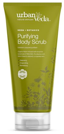 Urban Veda Purifying Body Scrub | Salicylic Acid and Witch Hazel | Natural Pore Cleaner for Back Acne & Body Acne Treatment | Active Neem & Tea Tree Oil for Skin | For Oily & Congested Skin | 200 ML