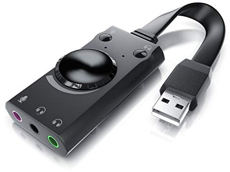 CSL - USB mini sound card - external - Virtual Surround Sound - for computer notebook tablet PC Macbook - Plug and Play - Windows 10 and Windows 11 compatible - black