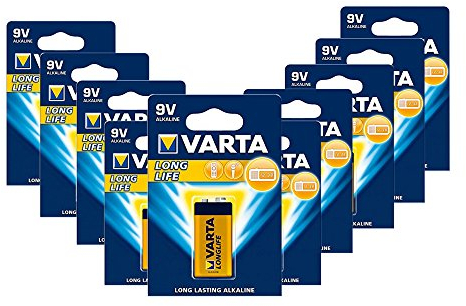 Varta 4122 10er-Pack Batterie Alkaline E Block für Feuermelder Rauchmelder Feuchtigkeitsmessgeräte, 9V