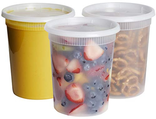 GUSTO [32 oz. - 24 Count Plastic Deli Containers with Lids - Disposable Food Storage Containers With Airtight Lids, Ideal for Soups, Stews, and Meal Prep