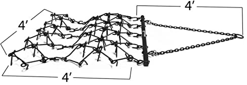 Titan Attachments Heavy Duty Drag Harrow 4 FT x 4 FT Leveling Grading Steel Mesh, 3/8in Tines, Tow Behind Agricultural-Style Drag