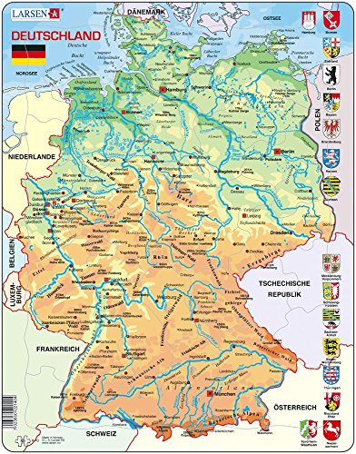 Larsen Puzzle Deutschlandkarte (topograhische Karte) 50 TLG.