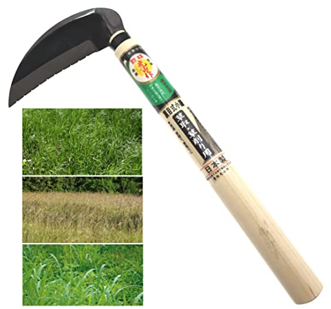 豊稔企販(HOUNEN KIHAN) Hoz Manual Japonesa Hoja De Acero SK-5 De Corte Trasero Herramienta de jardín Jardinería para desherbar Hecha en Japón