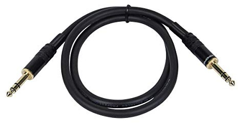 Monoprice 104792 3ft Premier Series 1/4in TRS Male to Male Cable, 16AWG (Gold Plated) Black