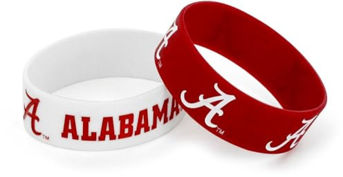 NCAA Alabama Crimson Tide Silicone Rubber Bracelet, 2-Pack