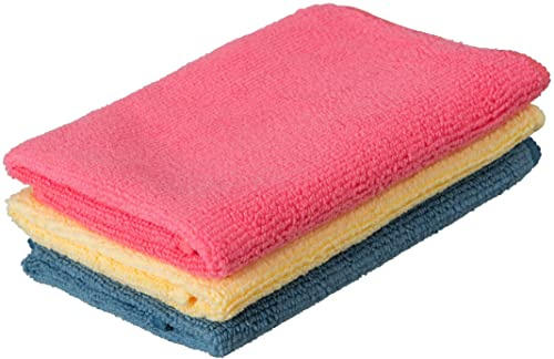 Superio Microfiber Cleaning Cloth for Cars, Kitchen Cleaning Rags for Housekeeping, 12 Micro Fiber Towels for House, Bathroom Color Coded All-Purpose Streak-Free lint-Free Wash Cloths (3 Multi)