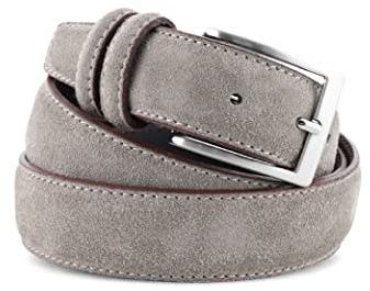 La Bottega del Calzolaio Cintura uomo in pelle scamosciata tortora, artigianale, made in italy, 3,5 cm. (115 cm (46/48-48/50 EU))