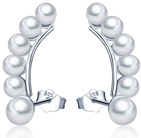 Infinite U kvinnors flickörhängen mode 925 sterling silver pärla stiftörhängen sopa upp öron manschett örhängen, present till födelsedag och jul
