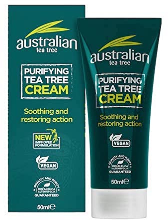 Crème à l'arbre à thé Australian Tea Tree, Purifiante, Végane, Sans cruauté, Sans parabènes et SLS, Apaisante, Naturelle, 50 ml