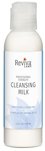 Reviva Labs Cleansing Milk – Gentle Facial Cleanser for Sensitive Skin with Aloe & Botanical Oils – Hydrating Milky Cleanser & Makeup Remover – Vegan Face Wash for Dry or Mature Skin – 4 fl oz