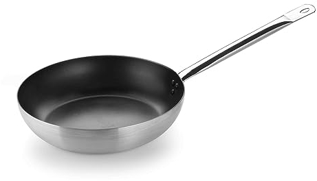 PINTINOX Prima Collection Padella Alta in Alluminio Crudo Professionale Serie Alu Easy, con Manico Tubolare in Acciaio, Interno Antiaderente 3 Strati, Diametro 20 cm