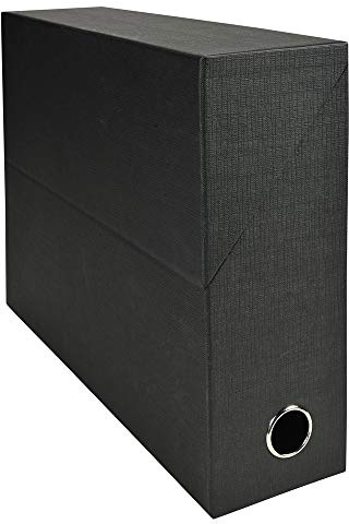 Exacompta - Réf. 89521E - 1 Boîte transfert en papier toilé - Dos 90 mm - Avec un œillet en métal - Pour format A4 - Dimensions 25,5 x 34 x 9 cm - Couleur noir - Livrée montée