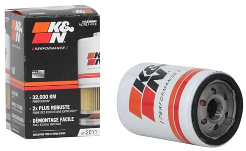K&N Oil Filter - Spin-On 76x121mm compatible with Chevrolet, Ford, GMC, Buick, Lincoln, (HP-2011), White