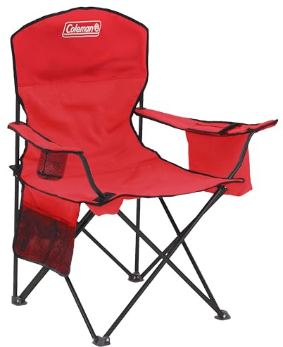 Coleman Portable Camping Chair with 4-Can Cooler, Cushioned Seat & Back with Side Pockets & Cup Holder, Carry Bag Included, Great for Camping, Tailgating, Firepits, Patio, & More