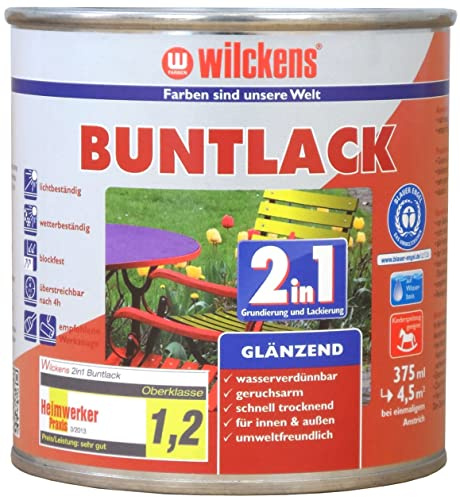 Wilckens 2in1 Acryl Buntlack für Innen und Außen, glänzend, 375 ml, RAL 7035 Lichtgrau