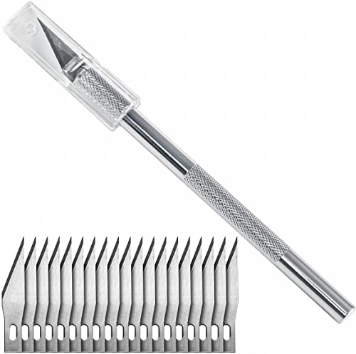 Washati® Präzisions-Bastelmesser Set mit 20 Skalpell Ersatzklingen Typ #11: Hobbymesser für Modellbau, Basteln & DIY