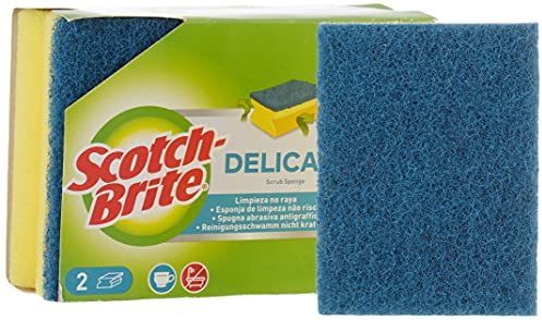 Scotch-Brite Estropajo para fregar sin rayar delicado, 2 esponjas por paquete - Seguro para cristal y utensilios de cocina antiadherentes