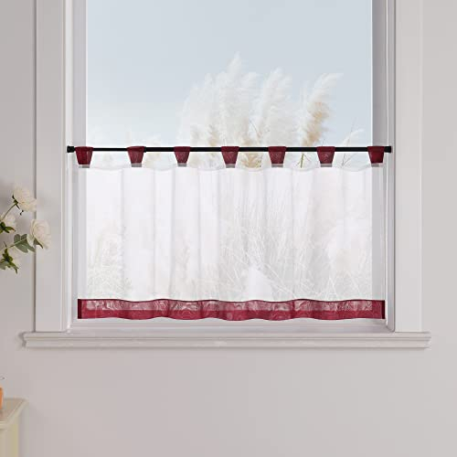 Yujiao Mao 1er-Pack Voile Scheibengardine mit Schlaufen HxB 45x90cm Winerot