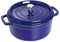 STAUB Gusseisen Bräter/Cocotte, Rund 22 cm, 2,6 L, Aromaregen Funktion für optimale Befeuchtung, Für alle Herdarten inkl. Induktion & Backofen, Dunkelblau