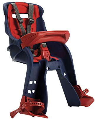 OKBABY Orion - Kindersitz vorne, Sicherheit auf dem Fahrrad ab 7/8 Monaten (15 kg), Kompatibel mit Elektrofahrrädern mit Tretunterstützung, Blau und Rot, 54x45x33 cm (HxBxT)