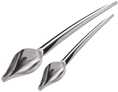 Jean Daudignac 0601050 Lot de 2 cuillères de décoration, cuillères plumes, cuillère plume pour décoration, Acier inoxydable, Argenté, 19/23 cm