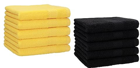 Betz 10 Stück Gästehandtücher Premium 100% Baumwolle Gästetuch-Set 30x50 cm Farbe gelb und schwarz