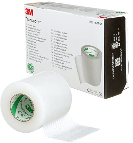3 M mm1527–2 Transpore Transpore Medizinisches Klebeband 5 cm x 9,14 m (6 Stück)