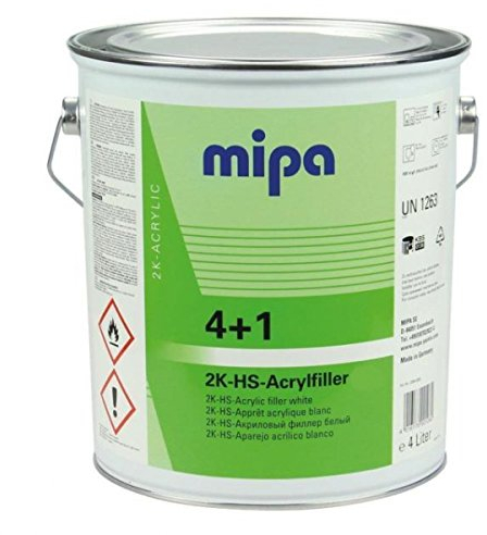 MIPA 4 + 1 ACRY ACRYLIC FILLER 2K HIGH BUILD PRIMER LIGHT GREY 4LTR + H5 1LTR *5LTR KIT*