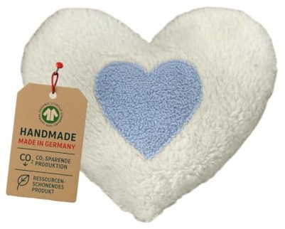 Efie épeautre de chaleur Coussin Coeur Bleu, culture biologique contrôlée, certifié GOTS, 100% fabriqué en Allemagne