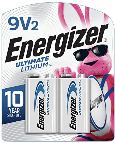 Energizer Ultimate Lithium 9V Batteries (2 Pack), Lithium 9 Volt Batteries