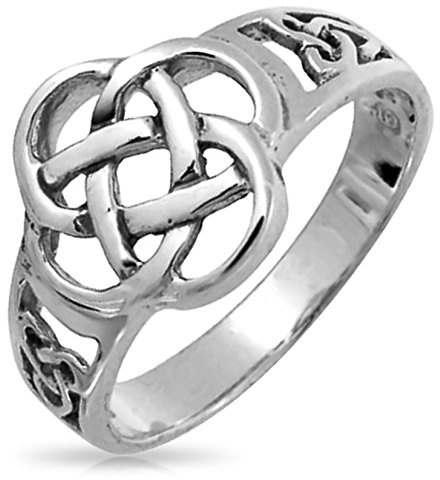 Bling Jewelry Anillo de sello personalizado unisex vikingo celta antiguo con nudo de la trinidad infinito triquetra para mujeres en plata de ley oxidada .925 personalizable