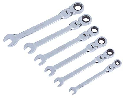 Blue Spot 04312 6 Piece Flexible Head Ratchet Spanner Set, Multi-Colour, Set of 6