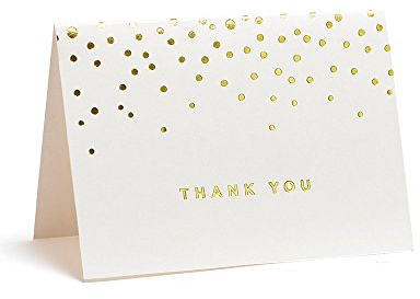 Gartner Studios Gold Foil Dots Thank You Cards, Ivory and Gold Foil Blank Thank You Notes, 3.5” x 5”, Set of 50 Blank Notecards with Envelopes (13745)