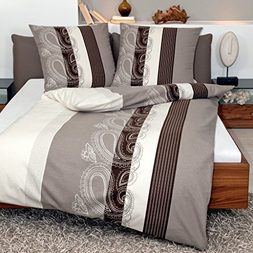 Janine Bettwäsche Biber braun Größe 135x200 cm (80x80 cm)