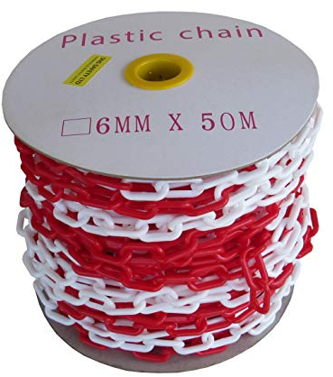 SNS SAFETY LTD Chaîne de Signalisation en Plastique 6mm (Rouge Blanche, 50,0 mètres)