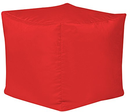 Bean Bag Bazaar Würfel Sitzsack, Rot, Outdoor Sitzsack mit Füllung, Bean Bag, Wasserabweisender Stoff, Bequemer Sessel für Wohnzimmer, Garten, Terrasse