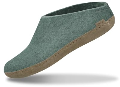 glerups dk B Slipper blandad vuxen filttoffel, tofflor, lädersula, Grå grå, 37 EU