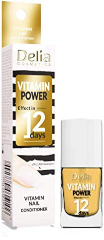 Delia Cosmetics - Vitamin Nail Conditioner - Repair for Weak and Brittle Nails - Rebuild, Nourished, Smooth, Shiny Nails - Vitamin C, E - Result in 12 Days - Fast Drying Formula - 11 ml