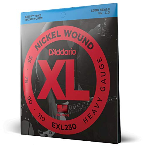 D'Addario Electric Bass Guitar Strings, XL Nickel, EXL230, Heavy Gauge 55-110, Long Scale, 4-String Set, Pack of 1
