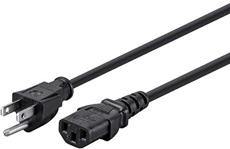 Monoprice 6ft 14AWG Power Cord Cable w/ 3 Conductor PC Power Connector Socket, 15A (NEMA 5-15P to IEC-320-C13) Black
