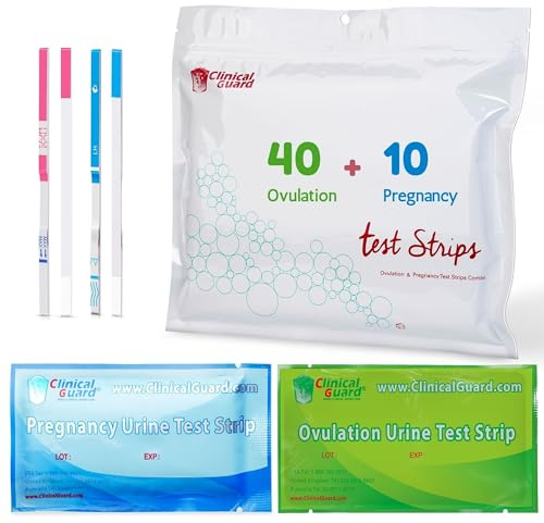 Clinical Guard Ovulation and Pregnancy Test Strips - 40 Ovulation Test Strips and 10 Pregnancy Test Strips, Ovulation Kit, Lh Test Strips, Ovulation Tests, Hcg Test Strips, Fertility Test for Women