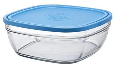 Duralex - Saladier Carre 23Cm avec couvercle Bleu Lys