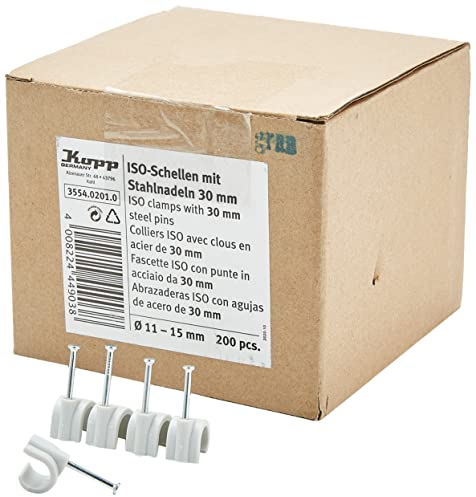 Kopp 355402010 Iso-Schellen 10-14 mm, mit gestifteten Stahlnadeln 30 mm, grau