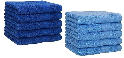Betz 10 Stück Gästehandtücher Premium 100% Baumwolle Gästetuch-Set 30x50 cm Farbe Royalblau und hellblau
