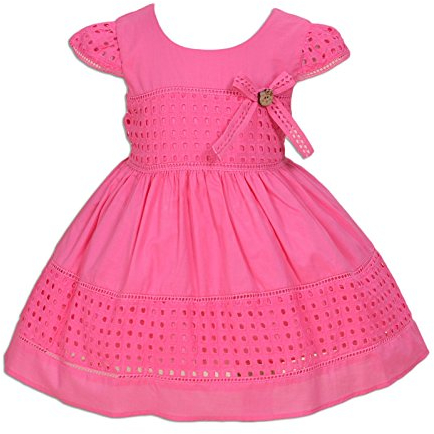 Cinda Baby Baumwoll Party Kleid Fuchsie Gelb Elfenbein Fuchsie 68-74