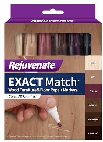 Rejuvenate Exact Match Wood Furniture & Floor Repair Markers, 6 Count, Brown Markers Cover All Scratches, Scuffs And Damage To Wood Furniture And Flooring