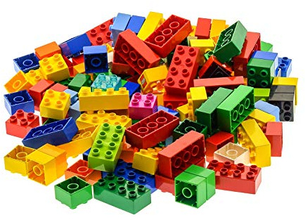 130 Teile bzw. 1 kg Lego Duplo Steine 100 x 4er 2x2 Noppen und 30 x 8er und 2x4 Noppen bunt gemischt