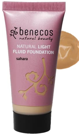 Benecos Natural Cosmetics - Light Fluid Foundation - Liquid - Light Coverage - Vegan - Sahara - 30 ml