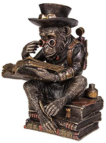 Nemesis Now Chimpanzee Scholar Figurine 18cm Bronze, Size 23cm