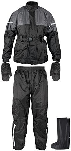 Anti Pluie Combinaison Kit Blouson Pantalon Gants Surbottes Impermeable noir S